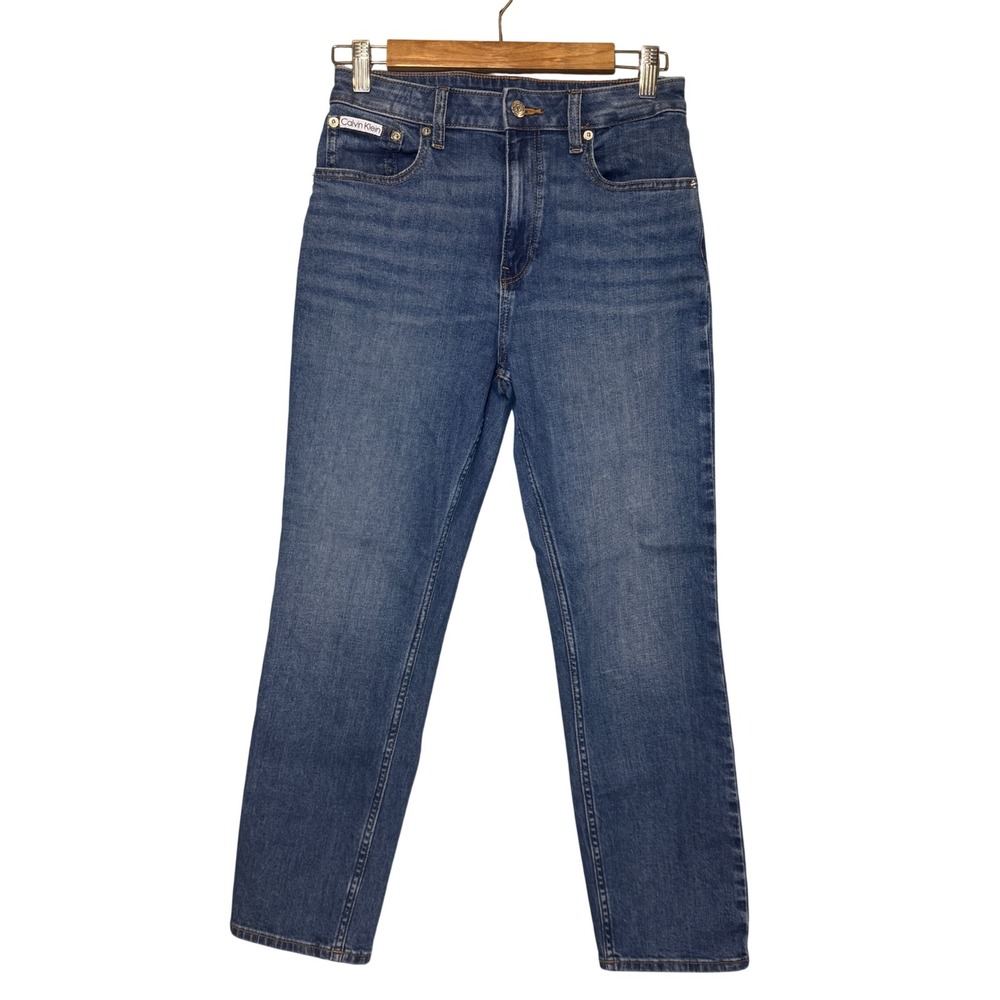 Calvin Klein Womens High Rise Slim Jeans Medium Wash Blue Denim 27
